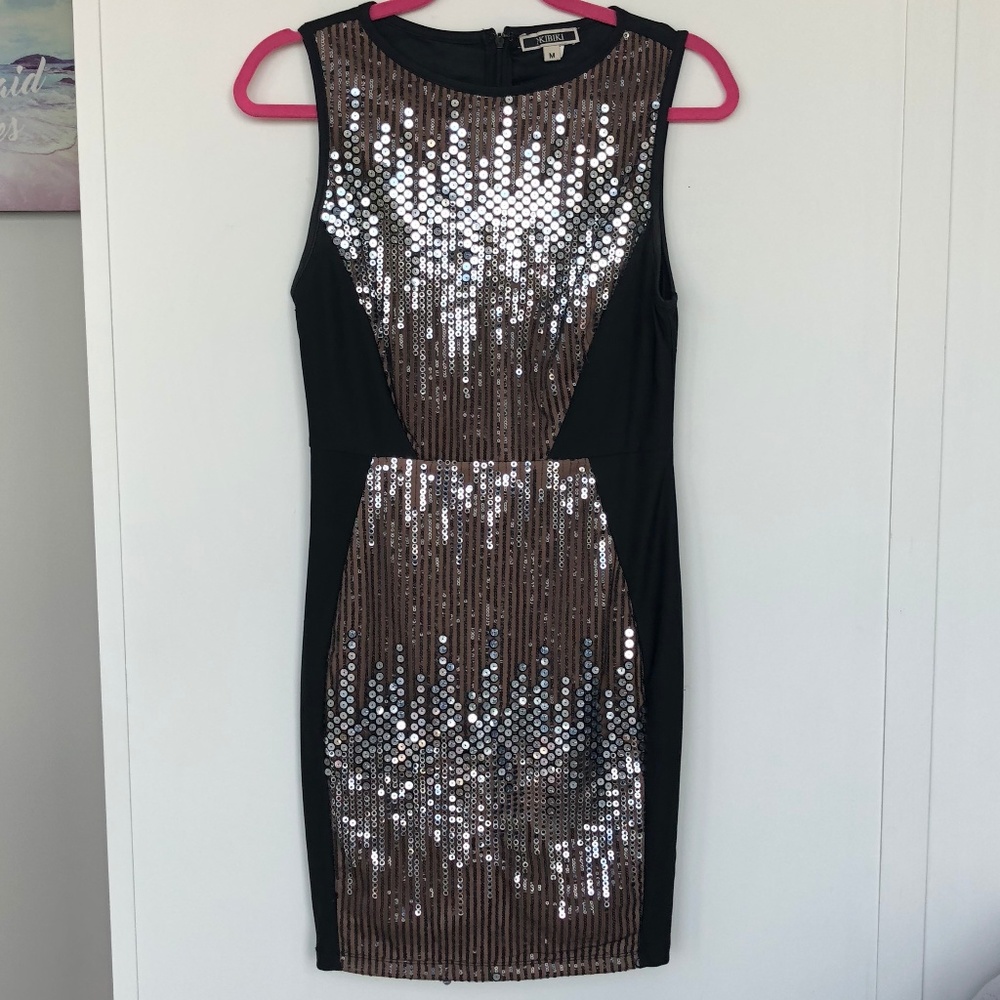 Black Embellished Sequin Dress LBD
